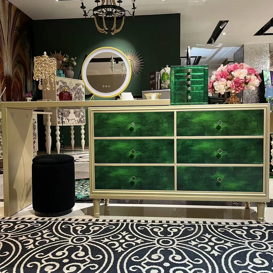 【喜悦家具】 YR 883祖母绿梳妆台  柜120-40-79 搭板120-40-83