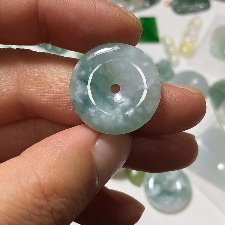 翡翠未镶嵌颈饰天然缅甸翡翠A货雪花棉