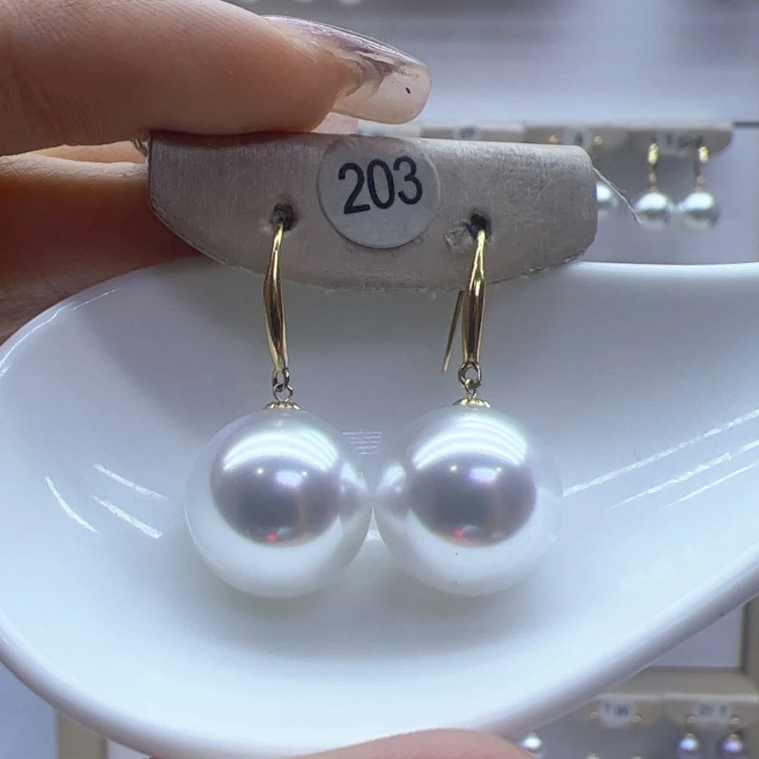 淡水珍珠耳坠18K金镶嵌