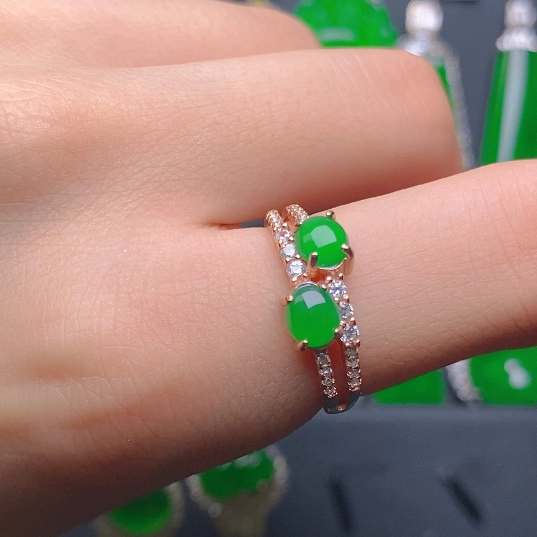 翡翠戒指银S925镶嵌