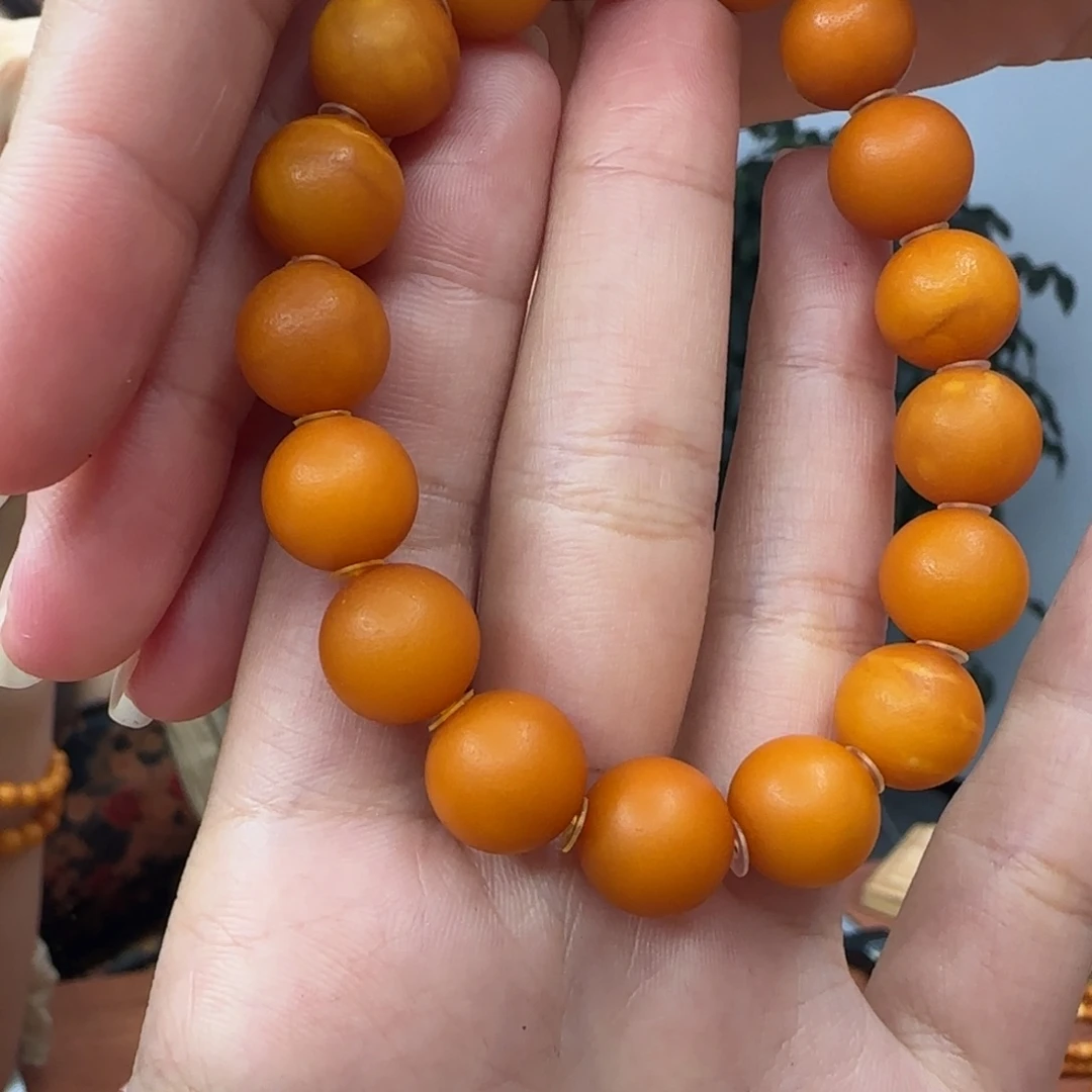 鑫***由琥珀未镶嵌手链蜜蜡手串11m