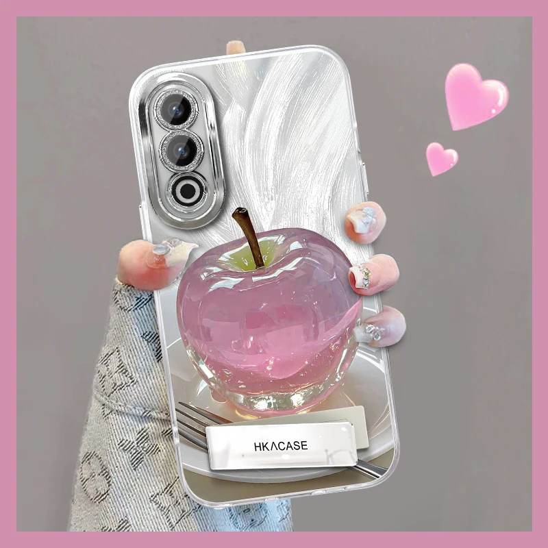 适用于oppoa3活力版精孔羽纱晶莹粉苹果网红创意支架全包手机壳女