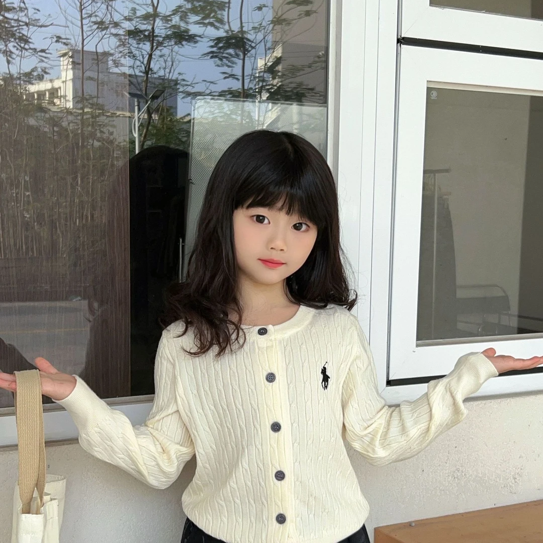 儿童春秋针织毛衣刺绣麻花针织开衫休闲百搭毛衣外套宝宝洋气上衣