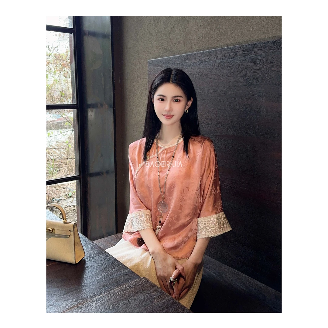 22-【绝色佳人】宝儿家含幂BK68125102CC春季桑蚕丝暗纹提花衬衣