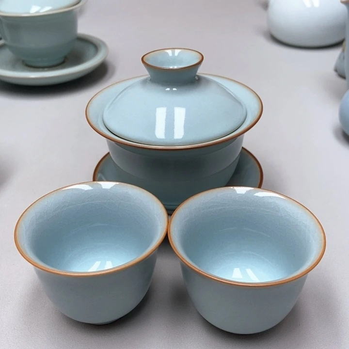 元宝盖碗，一对玉兰杯，无礼盒