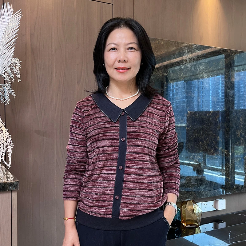 秋季娃娃领减龄洋气妈妈长袖套衫百搭上衣2557