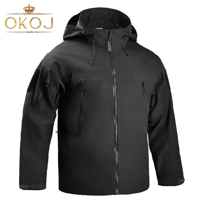 OKOJ户外冲锋衣男外套防风防水可拆卸帽秋季新款登山训练风衣夹克