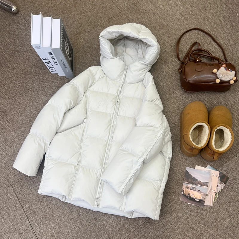 泡芙95白鸭绒龟背感2025新款羽绒服女中长款连帽加厚外套1