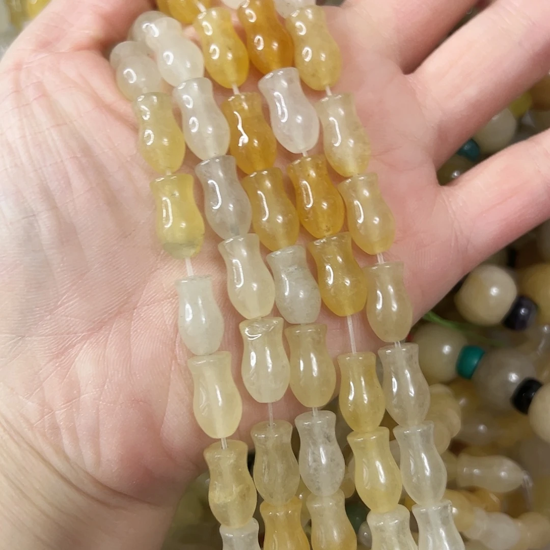 玛瑙/玉髓未镶嵌珠宝半成品，金丝玉花瓶一条