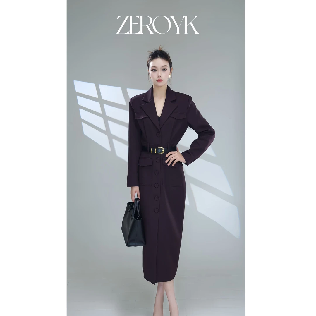 ZEROYK翎蔻 深圳南油长袖连衣裙2025新款秋季时尚气质女神两件套