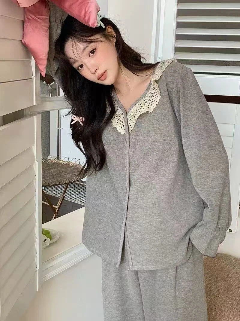 6601标美家韩系花边磨毛加厚家居服