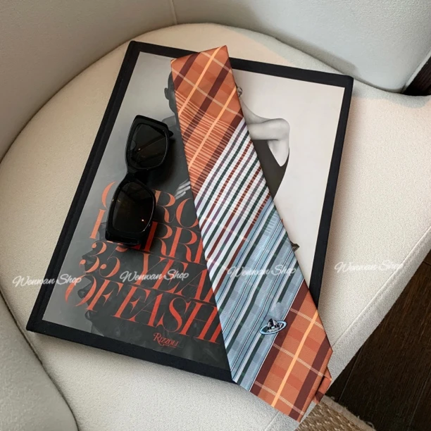 【回馈自制】中古土星格纹休闲学院小众撞色设计配饰领带