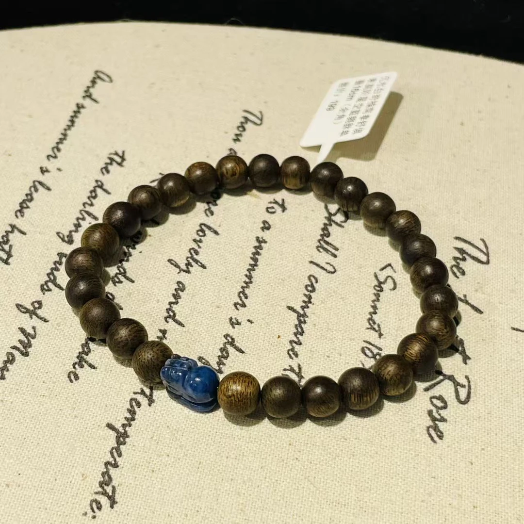 沉香沉香白奇楠南非舒俱来高阶星空蓝貔貅单圈16cm（余角）/AZB9094