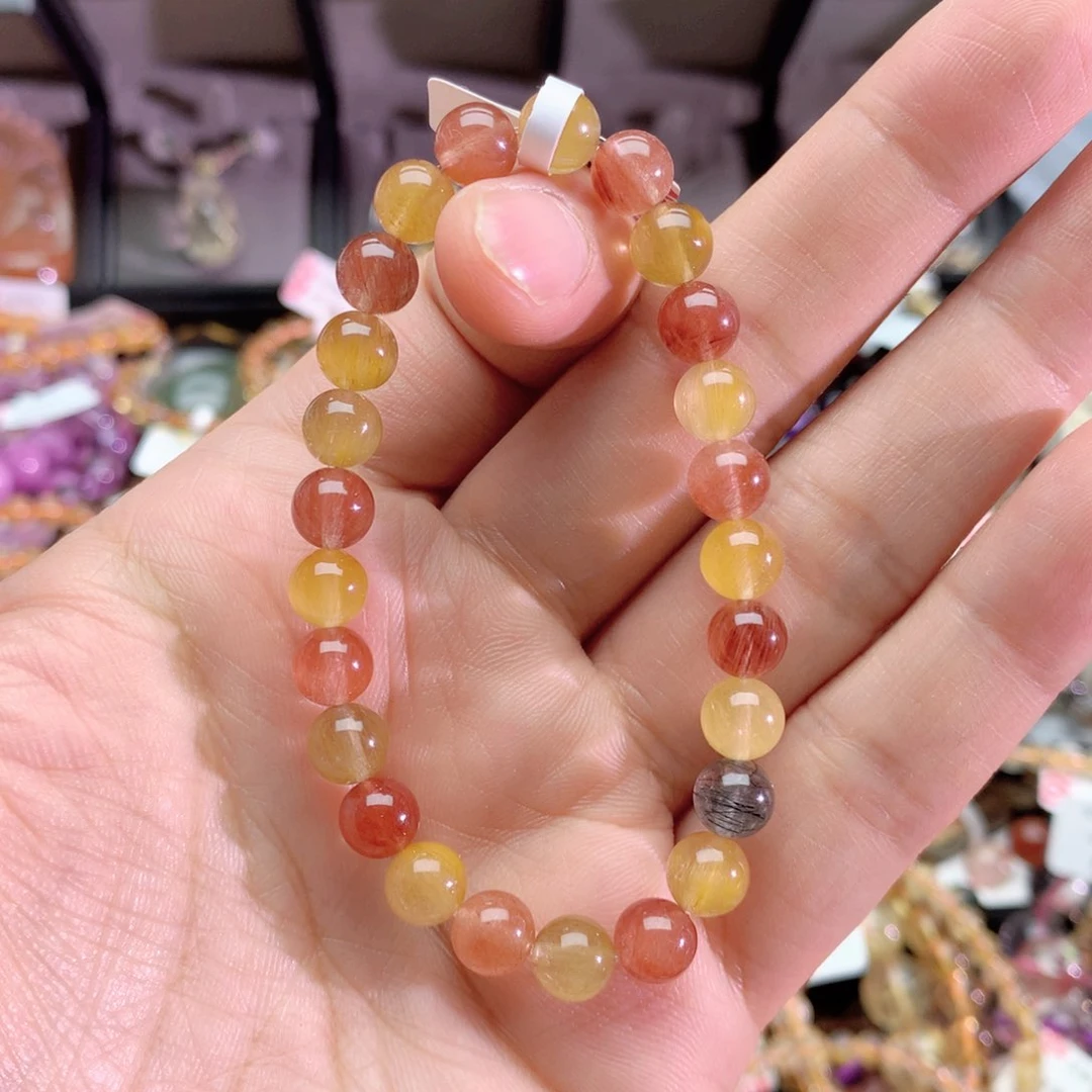 水晶手串未镶嵌房**周彩兔毛手链7+