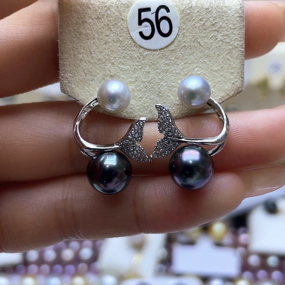 海水珍珠耳饰银S925镶嵌