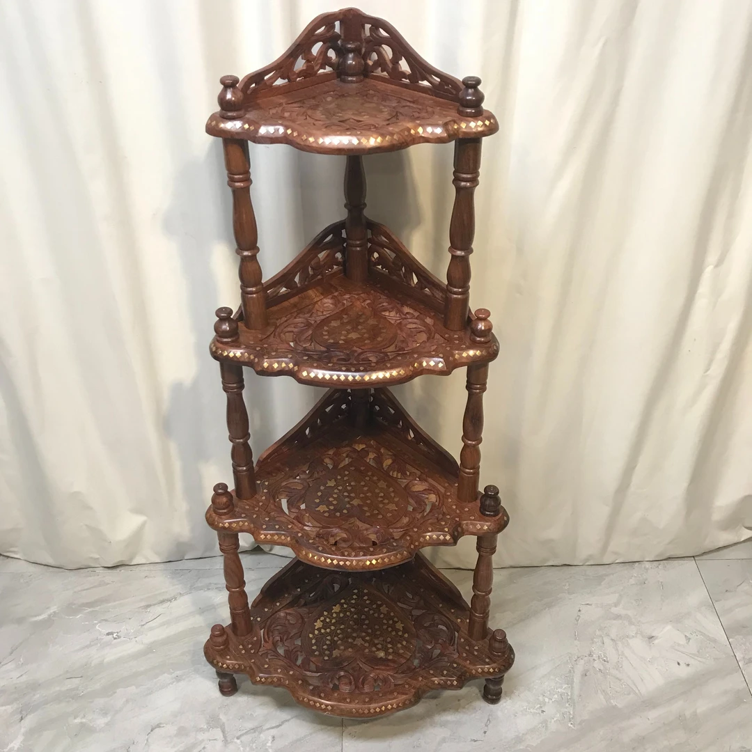 BORCH/博瑞奇黄檀木嵌铜四层三角架B款（09442）