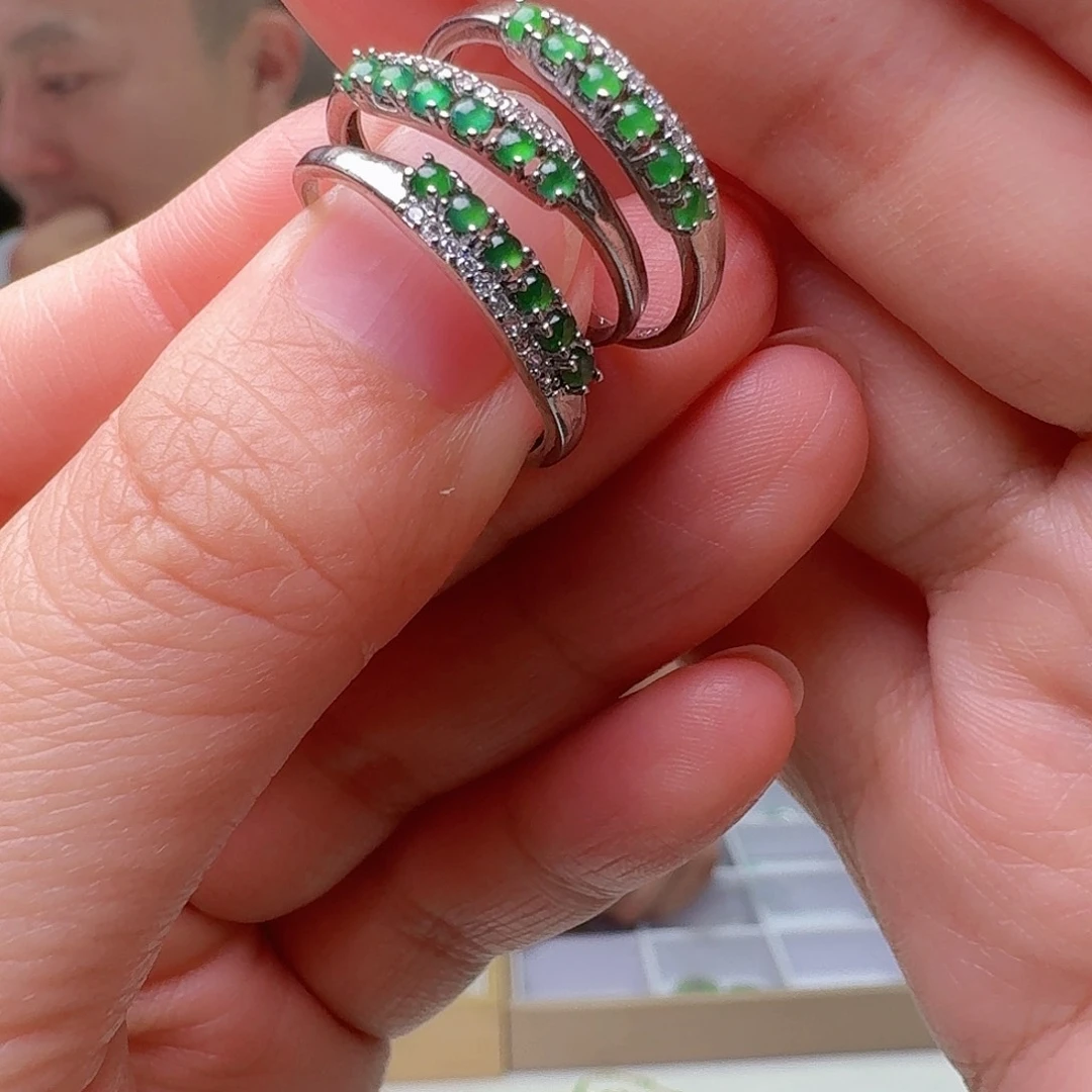 银S925镶嵌戒指翡翠多样性发货其一