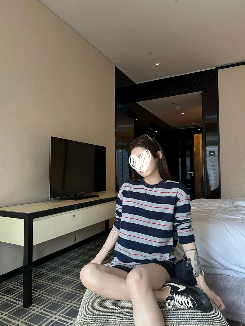 宽松圆领条纹短袖T恤女夏季慵懒休闲上衣