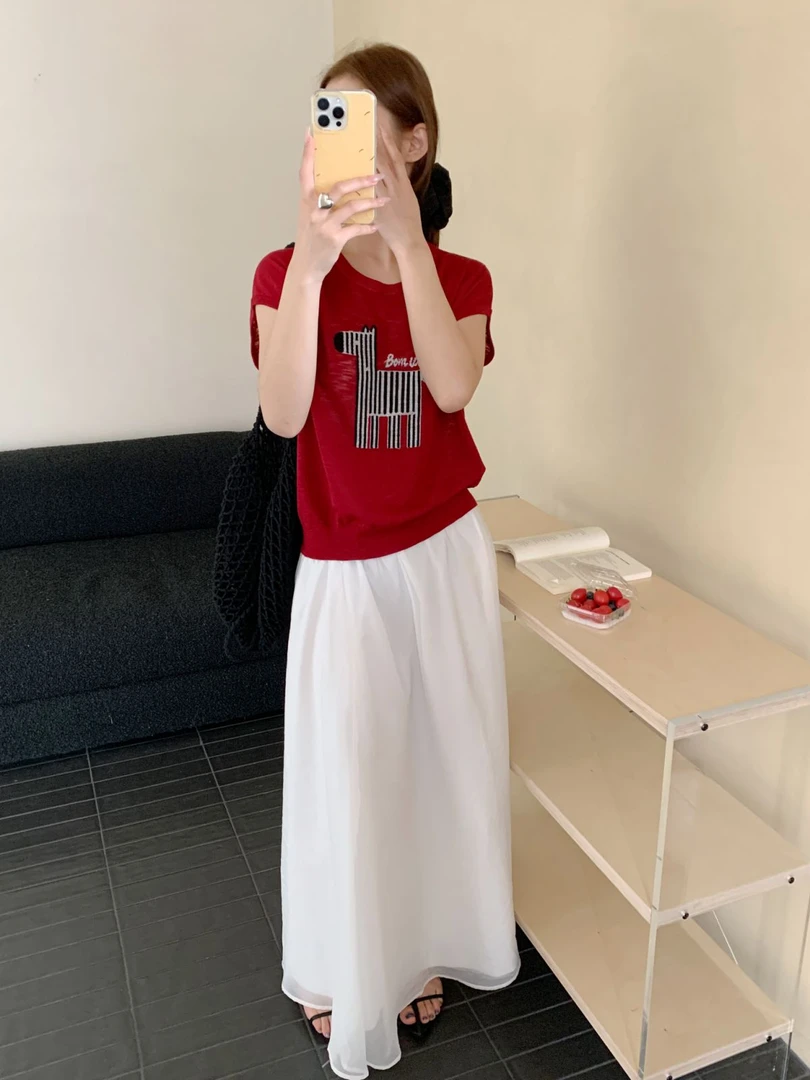 【素简.820191】夏季新款竹节麻轻薄水晶线条斑马女装上新针织衫