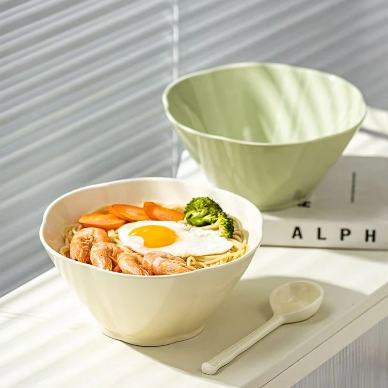 瓷县令6英寸大碗奶油花瓣碗简约米饭碗家用陶瓷餐具欧式轻奢INS风