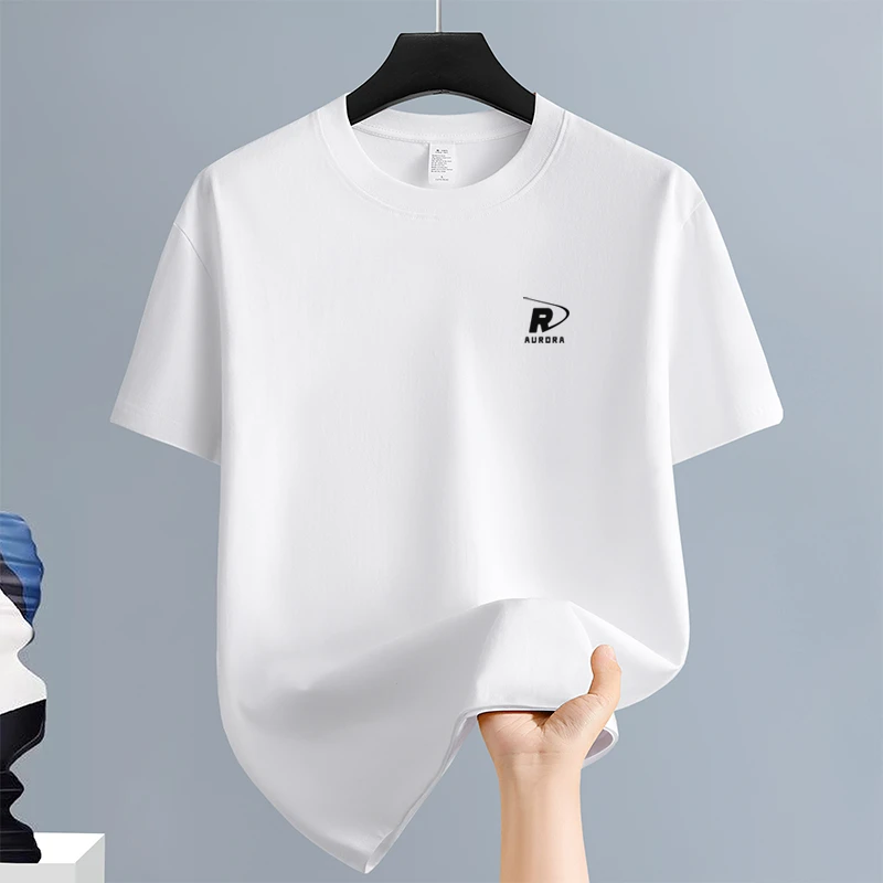 夏季纯棉短袖T恤男士圆领半袖简约百搭潮流宽松透气吸汗休闲上衣