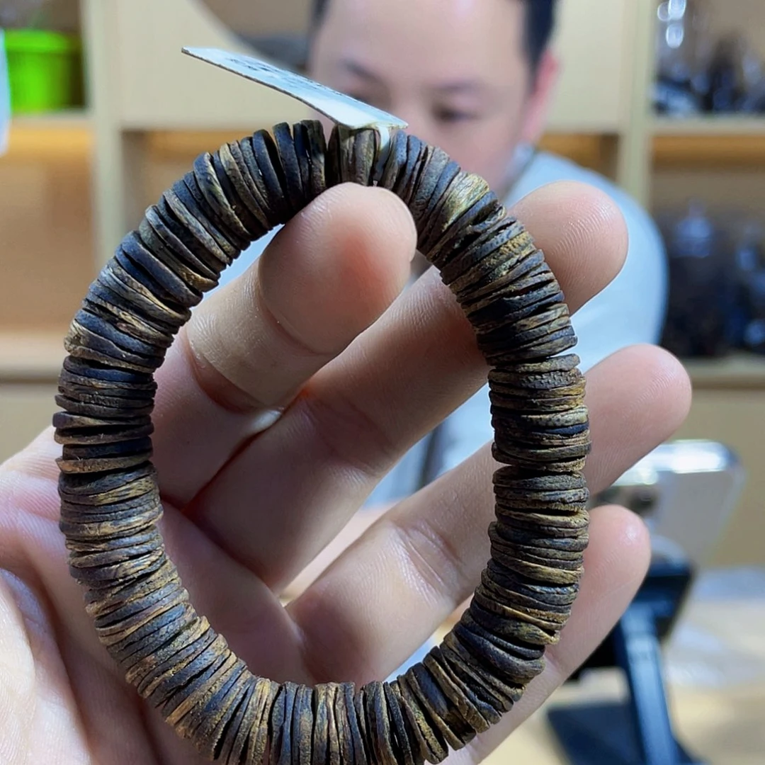 手串沉香棋楠莺歌绿沉水片珠单圈1.1/14克多样性发一