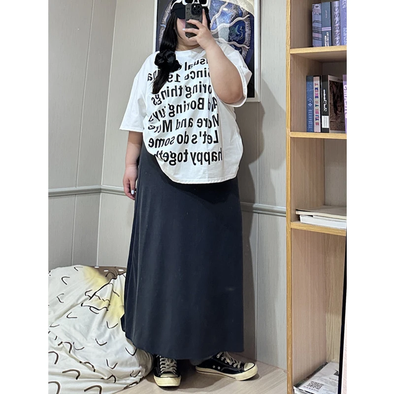 穿到300斤美式字母短袖T恤圆领宽松oversize休闲百搭纯棉半袖上衣