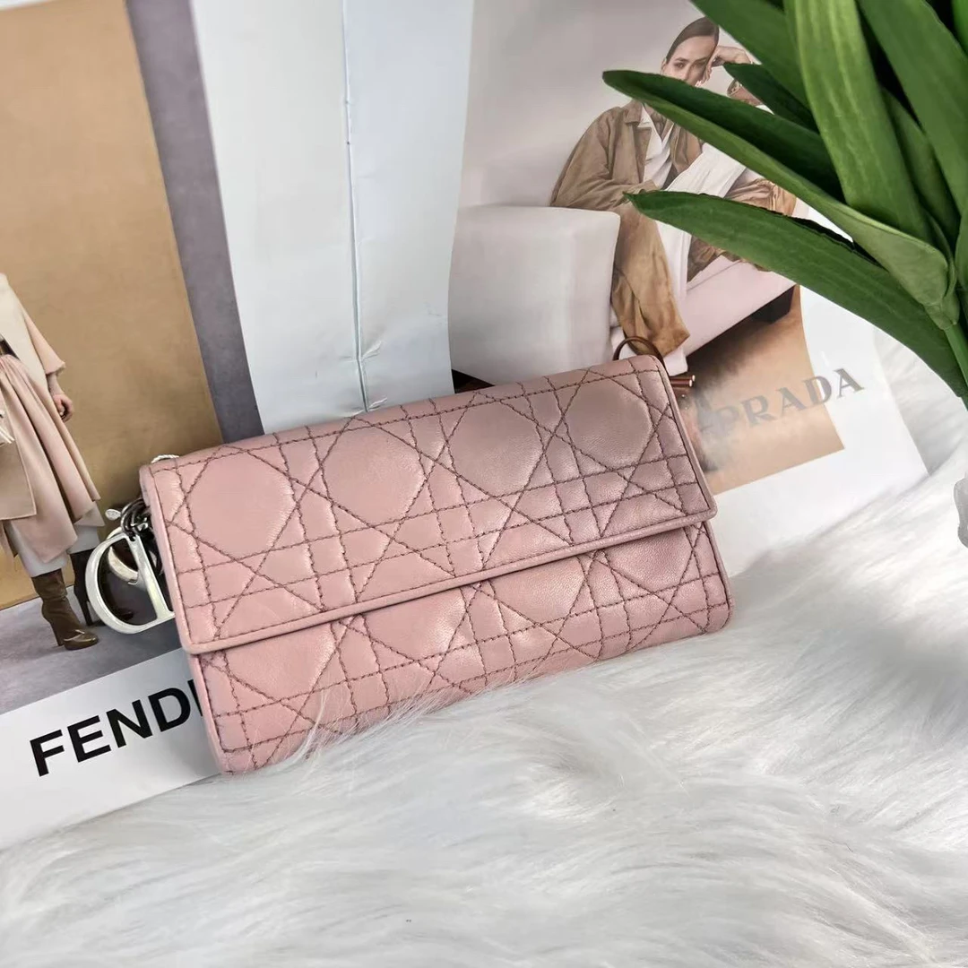 95新 DIOR/迪奥 迪奥c1565粉色钱包