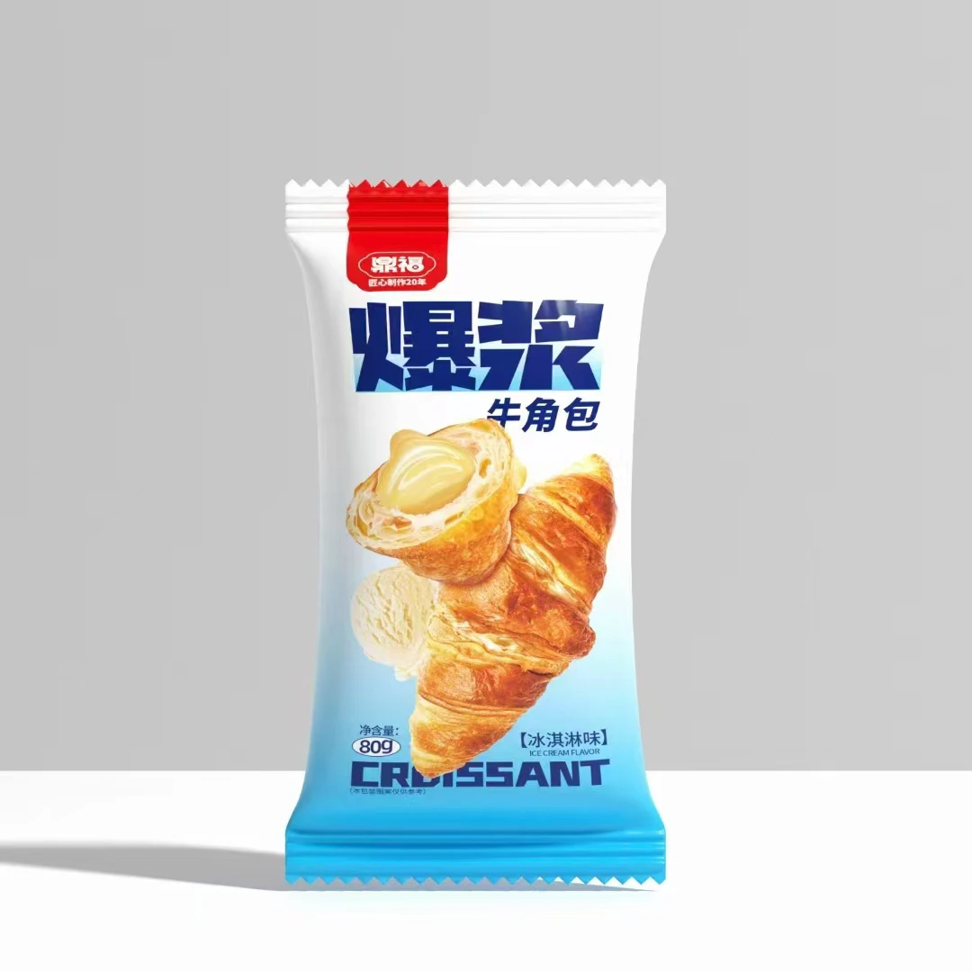 鼎福爆浆牛角包冰淇凌味80g*6包 低温发酵 层层起酥