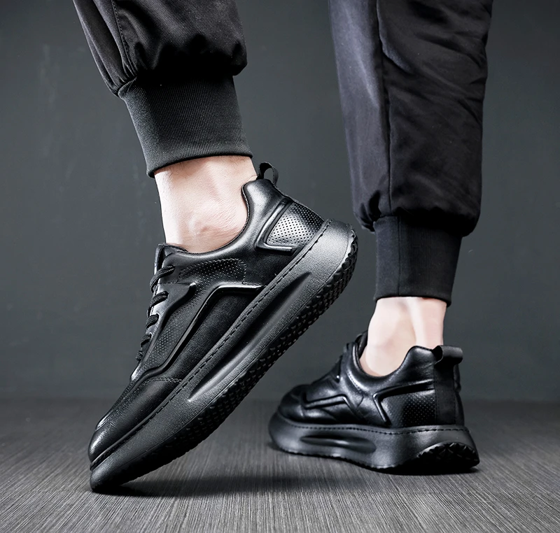 3013-1冬季男士头层牛皮休闲皮鞋商务皮鞋正装增高加绒保暖