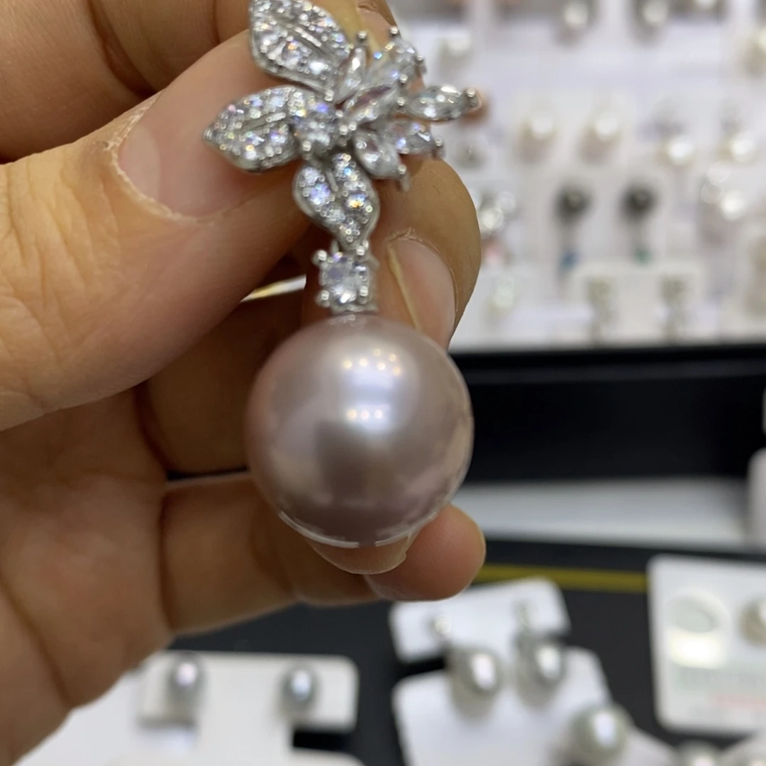 淡水珍珠吊坠(不含链)银S925镶嵌