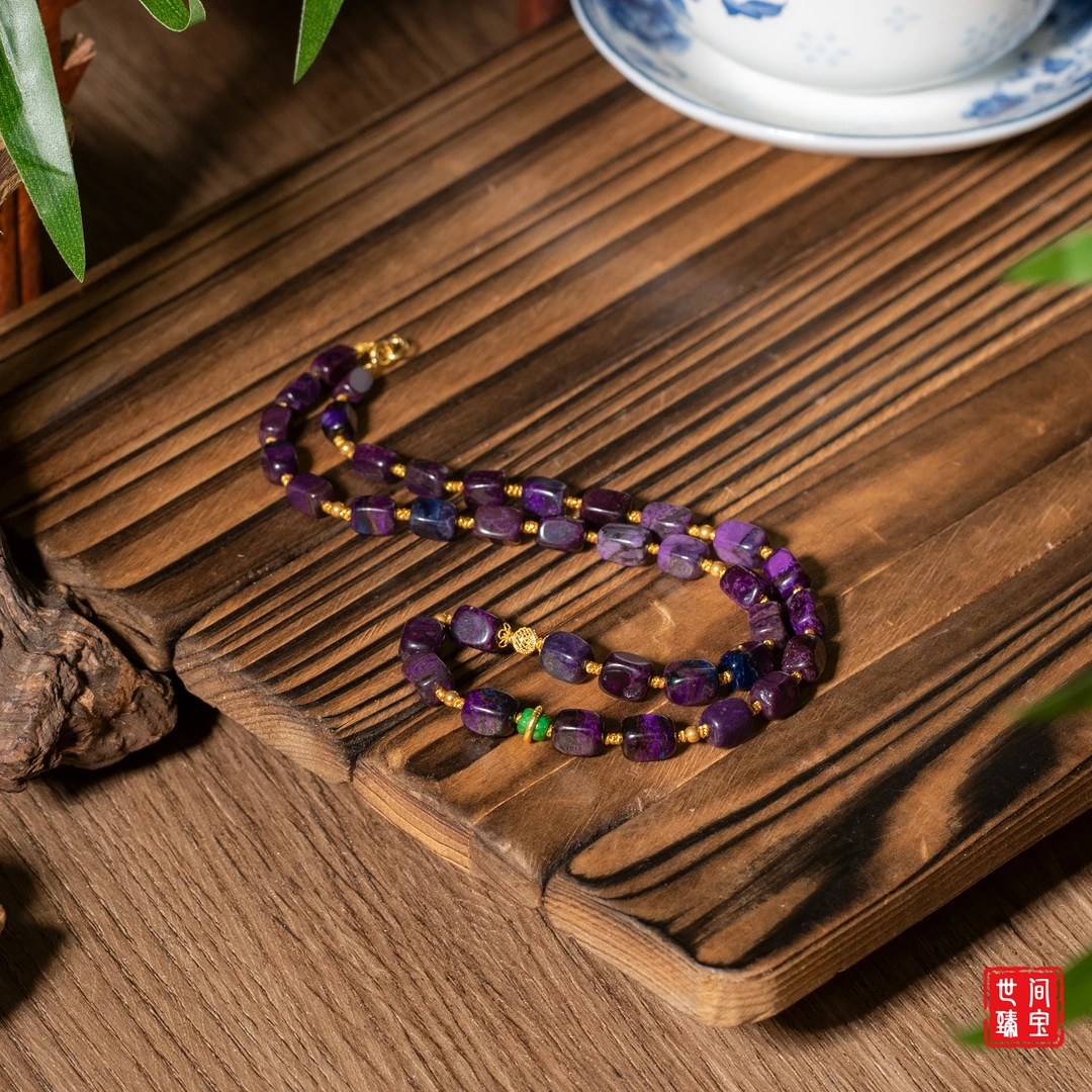 锦年丨18K金高阶葡萄紫舒俱来锁骨链/40cm/5-6mm/多样性/P2264