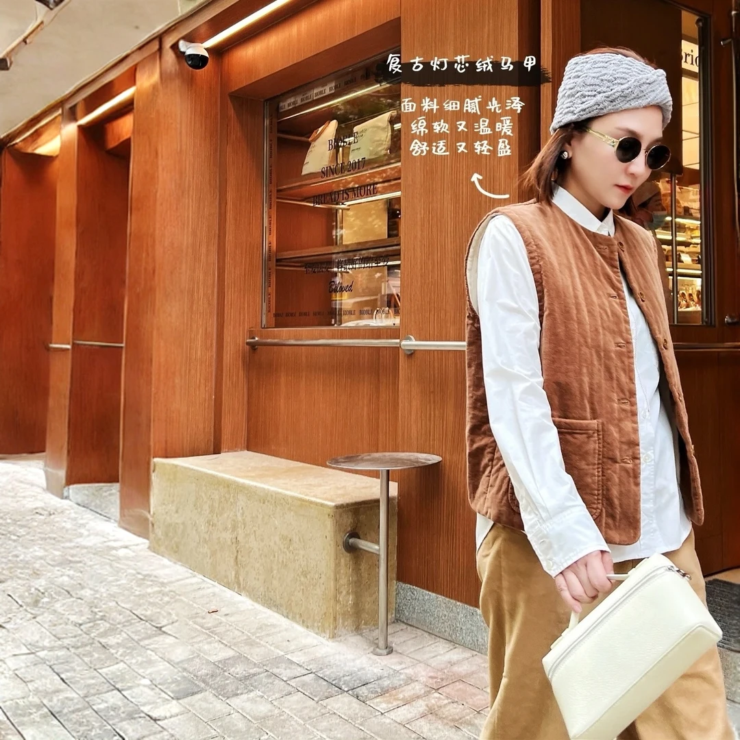 FEIMANBA 灯芯绒休闲马甲衣服女装简约