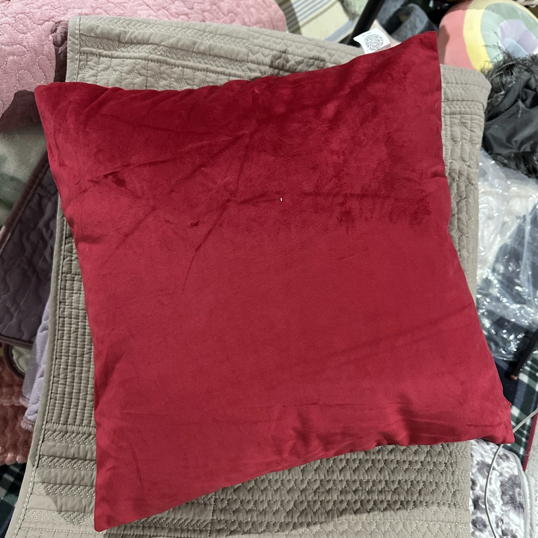 《辉岳》约45x45 洋气正红天鹅绒抱枕套 发一对