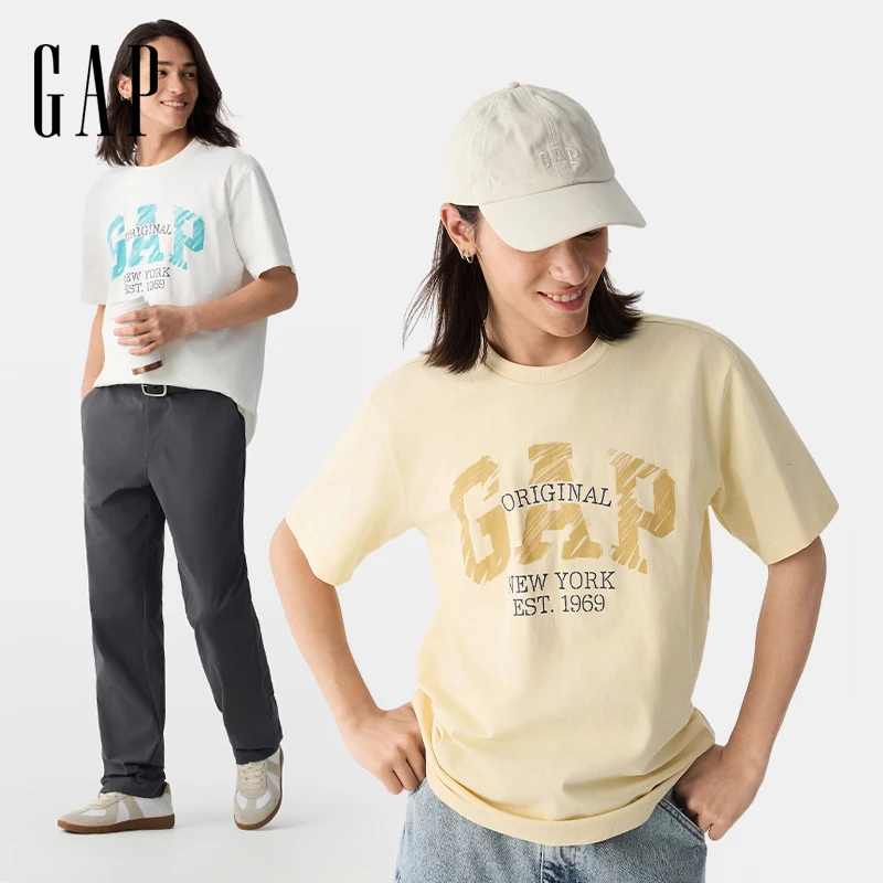 【成毅代言】GAP男女装2025春季纯棉印花logo圆领短袖T恤上衣725626