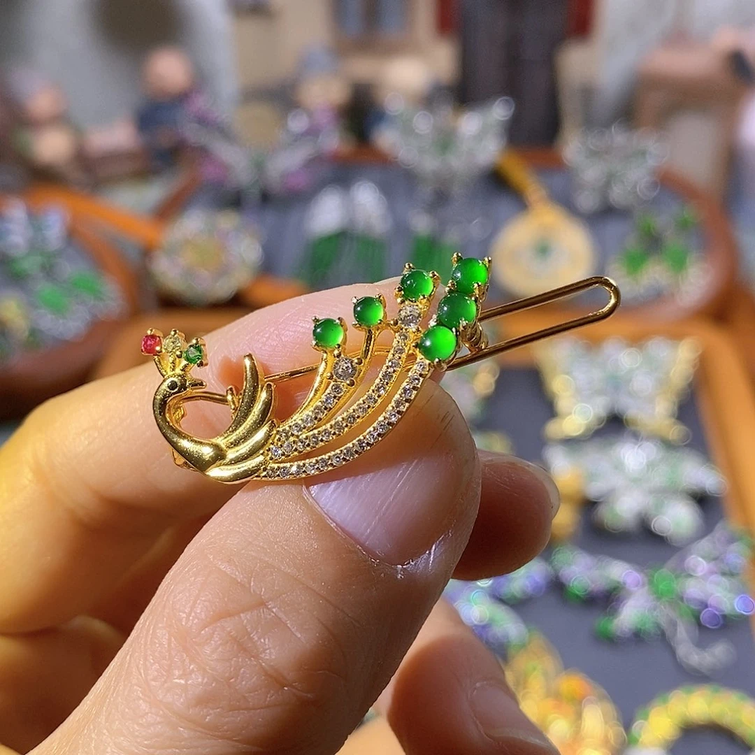 吊坠(不含链)银S925镶嵌翡翠