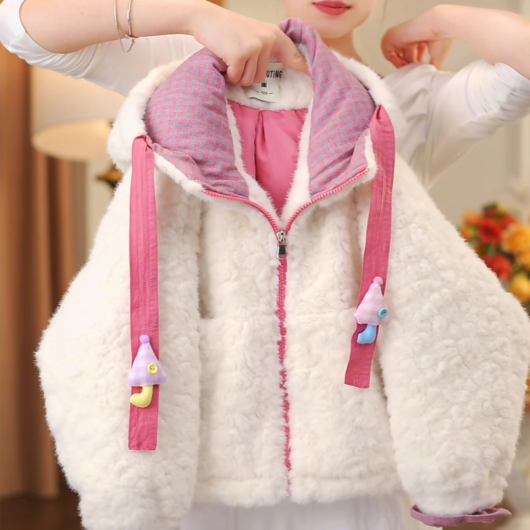 女童冬装2025儿童宽松冬季加厚棉袄小女孩洋气夹棉外套保暖厚外套