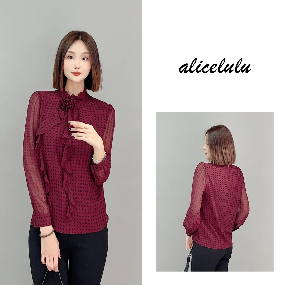 1 ALICE “波点舞会”衬衫 优雅捏花 知性通勤 S2141283W