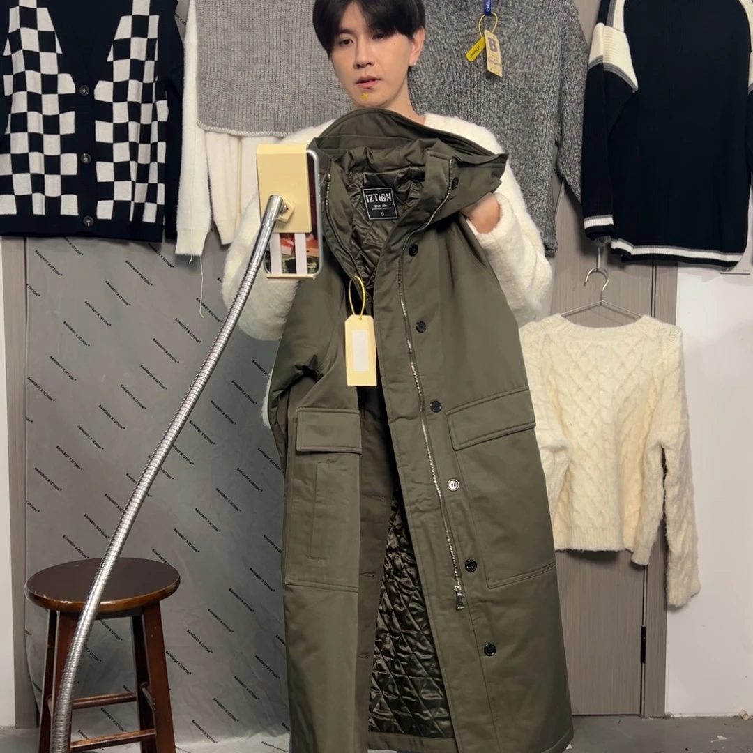 绿色长款棉大衣S偏大175以下