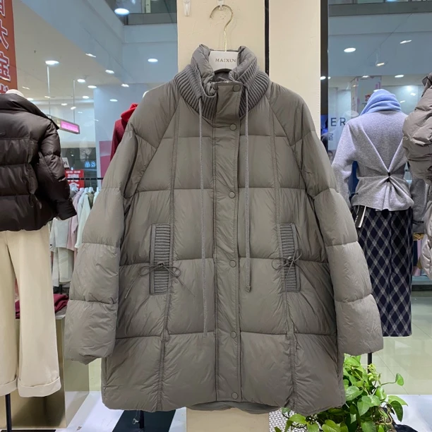 麦寻冬季新款时尚宽松休闲中长款羽绒服女款yrmls06y