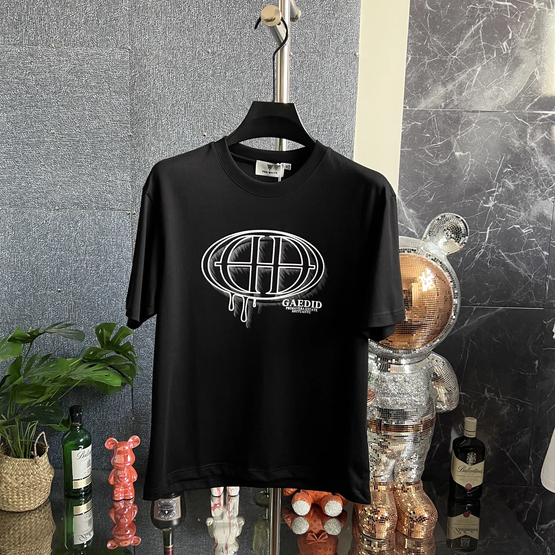 欧品男款夏季新款个性春夏潮流休闲百搭时尚圆领微阔短袖 7017