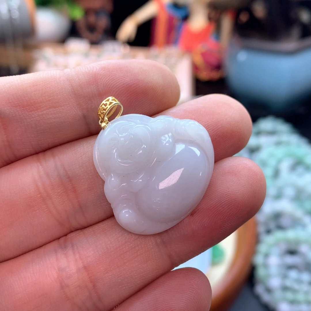 颈饰银S925镶嵌翡翠