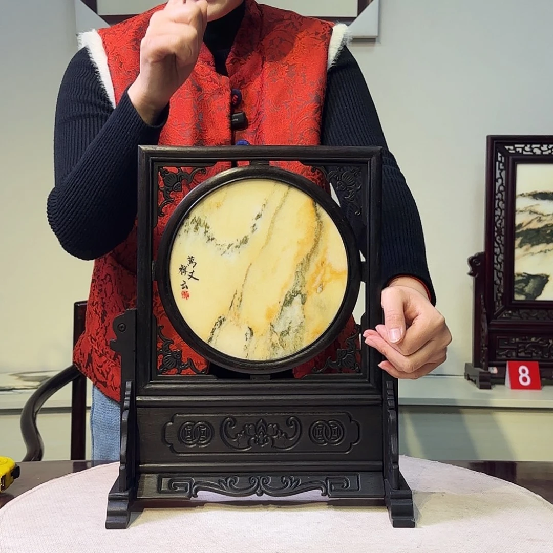 石材天然大理石画屏风32×38