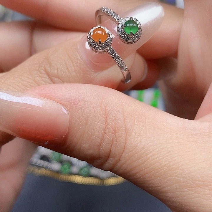 翡翠银S925镶嵌戒指