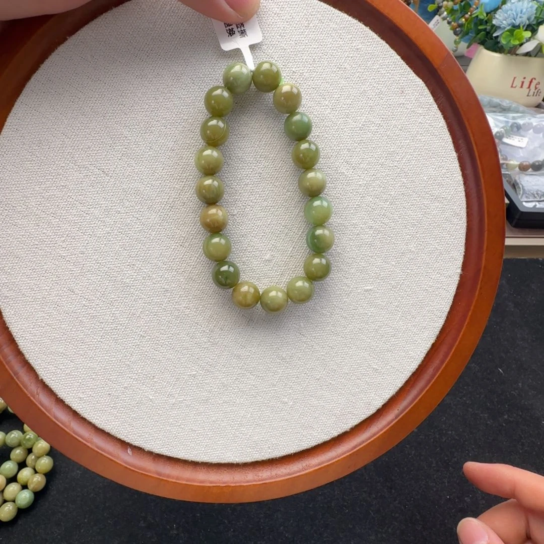 和田玉未镶嵌手链卡10黑羊洞无瑕疵，31