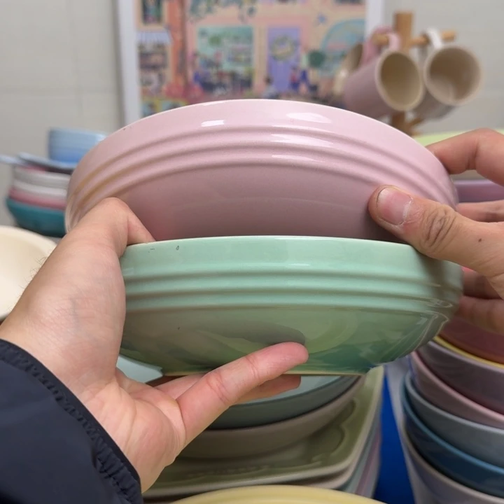 瓷片微瑕2个8英寸圆深盘