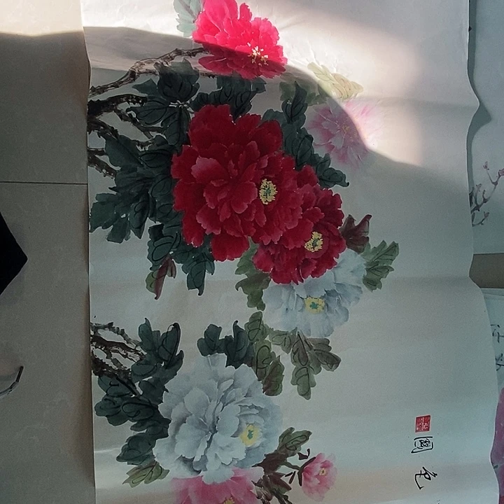 国画三尺手绘牡丹