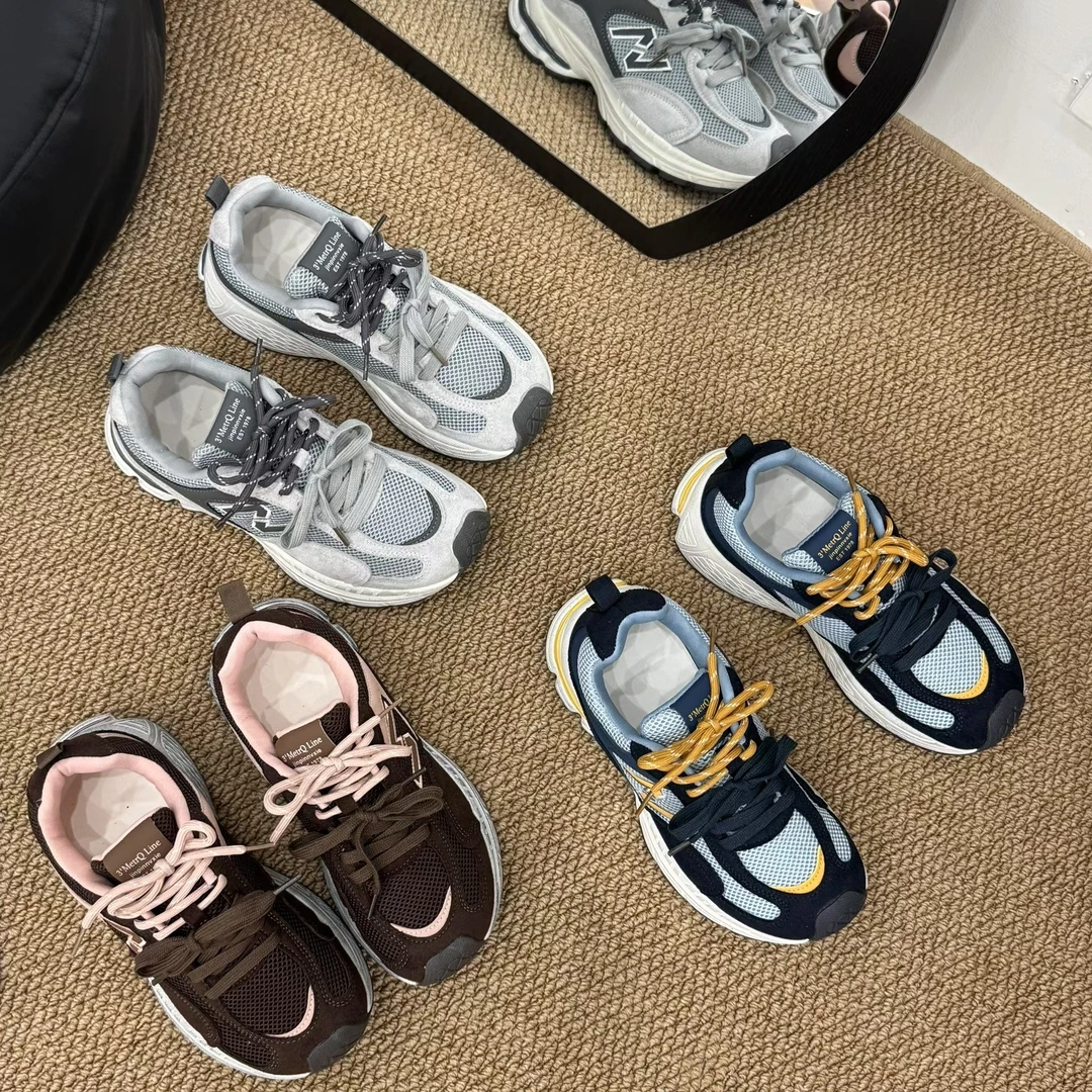 厚底休闲运动鞋女2025秋季新款百搭老爹鞋软底轻便阿甘德训鞋128