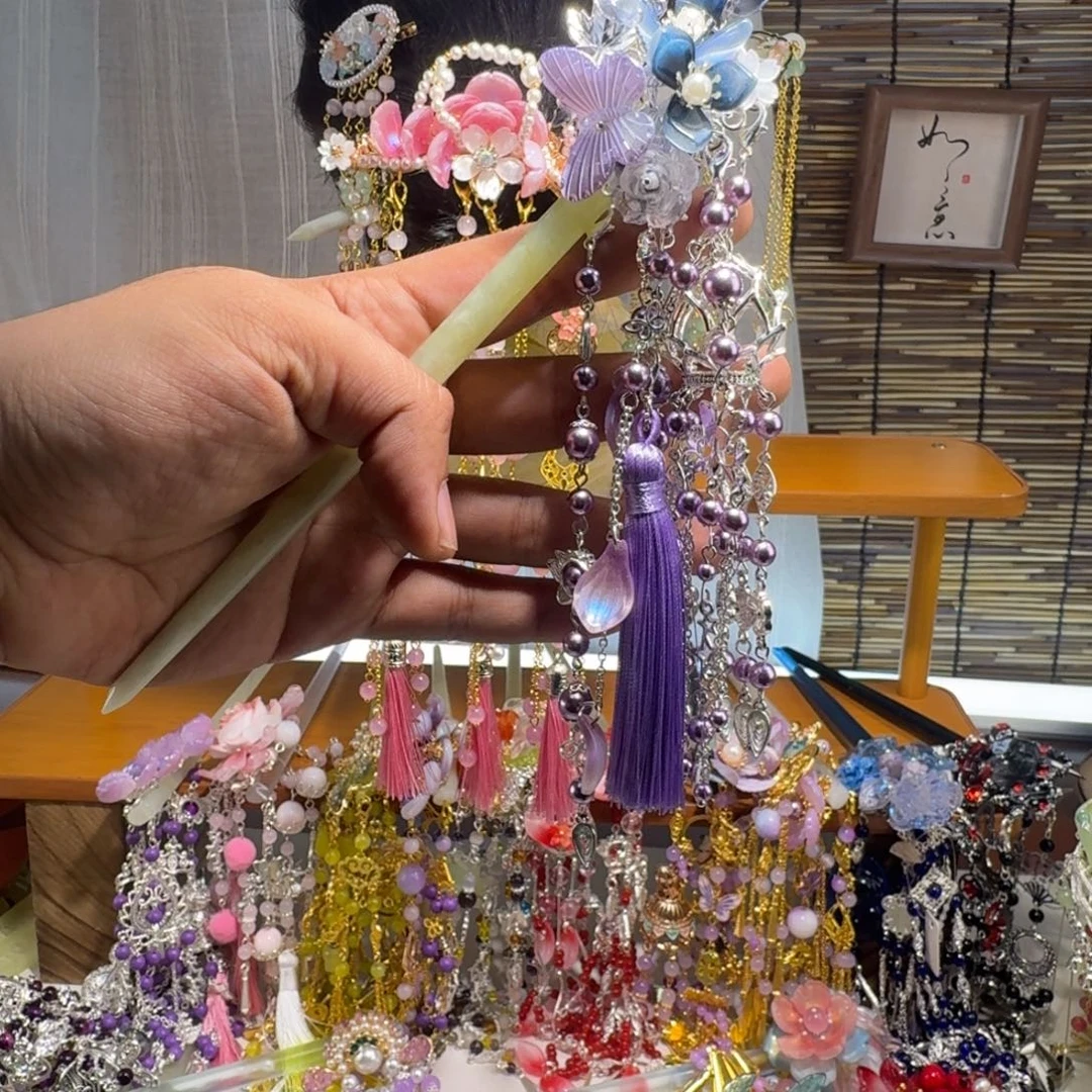 九***狸蛇纹石玉合金发饰