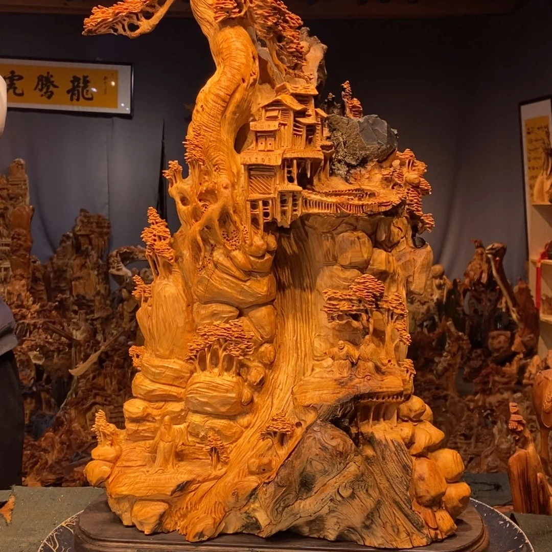 柏木（崖柏）开*?崖柏精工意境山水